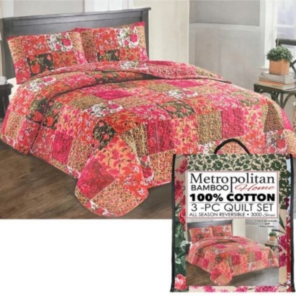 Metropolitan Bamboo 3 Piece Quilt Set - Queen